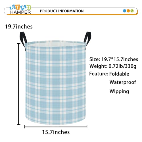 Image of NTAOHAMPER Laundry Hamper, Laundry Basket, Baby Nursery Hamper, Waterproof Storage Bin, Clothes Organizer Basket, Room Decor (Blue Plaid)