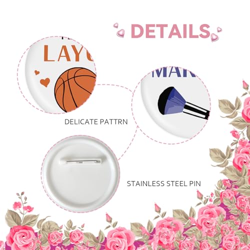 10 Pcs Basketball Gender Reveal Button Pins, Team Layup Team Makeup Badge Pins, Boy or Girl Button, Basketball He or She Stain Brooch for Baby Shower/Gender Reveal Party Decorations3