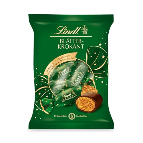 Lindt Schokolade | Blätterkrokant Zapfen Beutel | 90g Beutel | Zartknuspriger Krokant in feiner Gianduja-Haselnuss-Vollmilchschokolade | edles Schokoladen-Geschenk zu Weihnachten