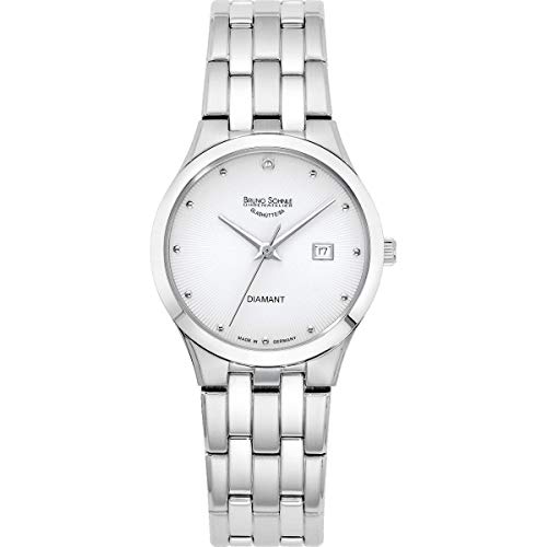 Bruno Söhnle 17-13197-252 Florenz Damen-Armbanduhr, Quarz, Edelstahlgehäuse, Saphirglas, Edelstahlarmband, mit Faltschließe, 1 Brillant, 5 bar