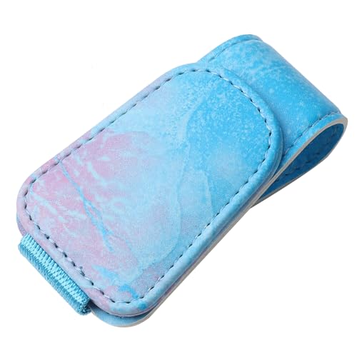 Image of KanSmart Sunglass Holder for Car Visor Sunglasses Clip Magnetic Leather Glasses Eyeglass Holder Truck Car Accessories for Woman Man -Blue Wave