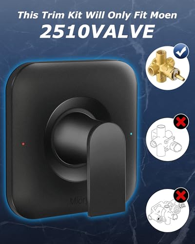 Repuesto actualizado 2026 para manija de ducha Moen T2471BL Negro Mate, manija de metal sólido compatible con válvulas 2510 2520 2570 2590, sin válvula miniatura 4