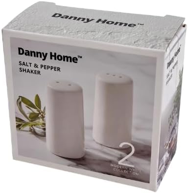 Salt & Pepper Shaker Set of 2, Modern White | Modern White Collection, Ceramic Construction, Dining Table Essential, Compact Design, Matching Pair