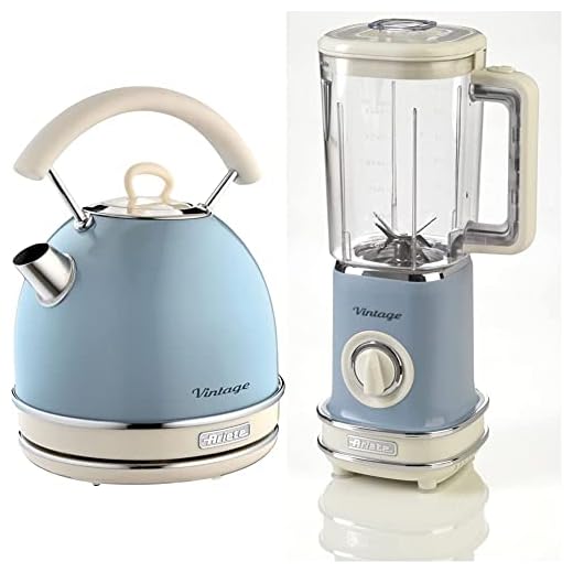 Ariete 568/05 Batidora De Vaso Vintage, 500 W, 1.5 Litros, Plástico, 2 Velocidades, Azul + 2877/05 Hervidor Vintage, 2200 W, 1.7 Litros, Acero Inoxidable, Azul