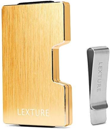 Aluminum Wallet RFID Credit Card Holder Wallet with Detachable Metal Money Clip (Brushed Golden)