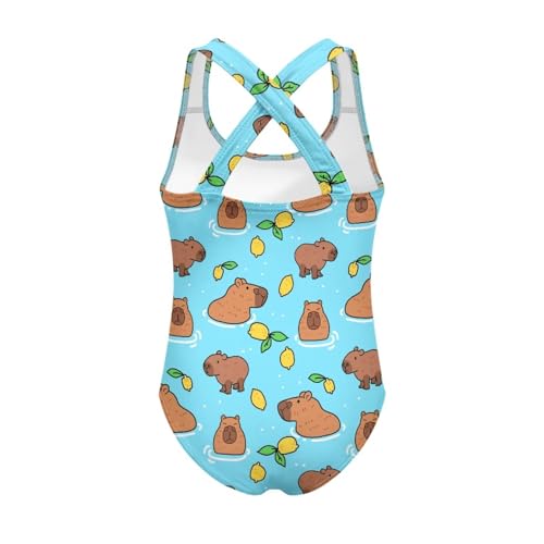 Girls One Piece Swimsuits Summer Quick Dry Crewneck Beach Bathing Suit Cross Shoulder Strap Swimwear 5-14 Years2