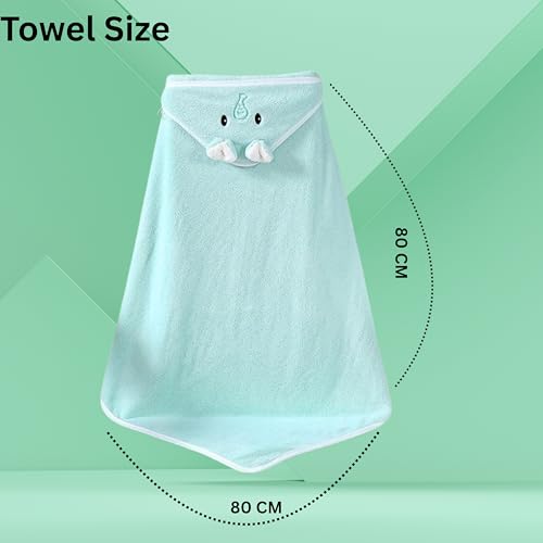 Image of Ultra-Soft Baby Hooded Towel - Coral Velvet Wrap Your Little One in Softness and Joy, Hypoallergenic & Super Absorbent Bath Wrap for Newborns & Toddlers | Cute Animal Design (0-5 Years) (turquoise)