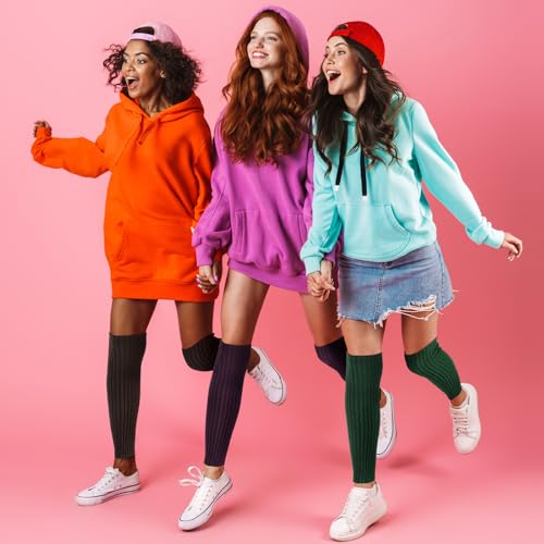 Image of Pleneal Leg Warmers for Women - Leg Warmers 80s Ribbed Knitted Long Socks for Yoga Party Sports Fashion Accessories