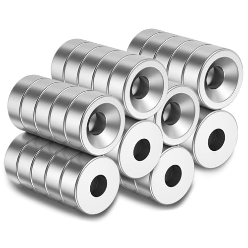 40 Piezas Imanes Neodimio Potentes, 8 x 3 mm Imán de Neodimio Súper Fuerte con Manga de Acero, Imán de Neodimio de Alto Rendimiento con Tornillo para Pizarra Magnética, Nevera, Cocina, Oficina