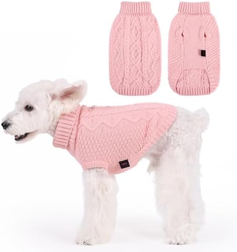 Norbi Dog Sweater for Small Medium Dogs, Warm Cable Knit Turtleneck Pullover, Cold Weather Dog Clothes & Cat Sweater - Cozy Winter Knitwear for Puppies, Kittens, Chihuahua, French Bulldog