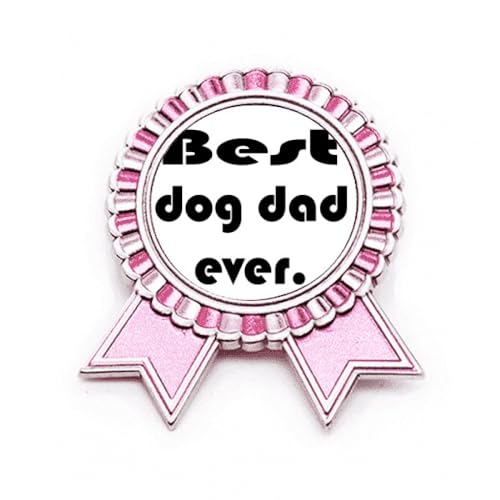 Broche souvenir Best Dog Dad Ever rose en métal M pour célébrer votre complicité