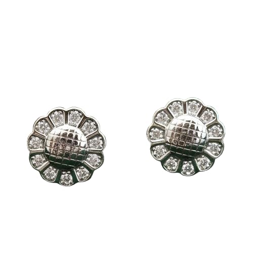 Image of Silver Sunflower Stud Earrings