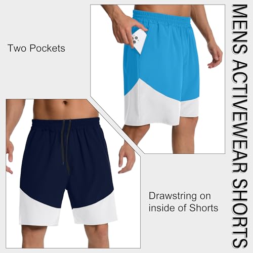 5 Pack Mens Athletic Basketball Running Drawstring Shorts Pockets Gym Mesh Quick Dry Workout Casual Trunks for Men3