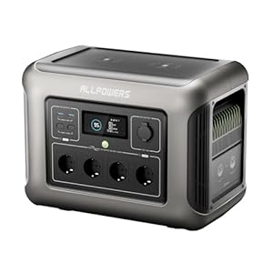 ALLPOWERS Estación de energía portátil R1500, batería LiFePO4 de 1152 Wh con 1800 W (punta de 3000 W), generador solar de salida CA, 43 dB, funcionamiento silencioso, fuente de alimentación de