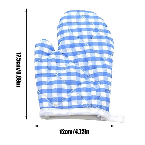 1 Pair Kids Oven Mitts Durable Plaid Cooking Gloves Heat Resistant Baking Gloves Heat Proof Kitchen Mitts Cotton Kitchen Supplies for Safe Backing Cooking Grilling BBQ - Image 2