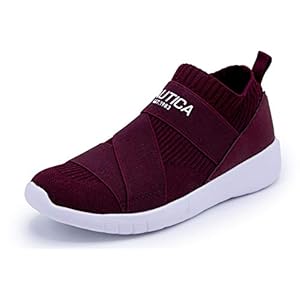 Nautica-Women-Fashion-Slip-On-Sneaker-Jogger-Comfort-Running-Shoes Nautica Women Vivien Fashion Slip-On Sneaker Comfort Running Shoes with High Sock and Thick Heel-Burgundy Size-7.5