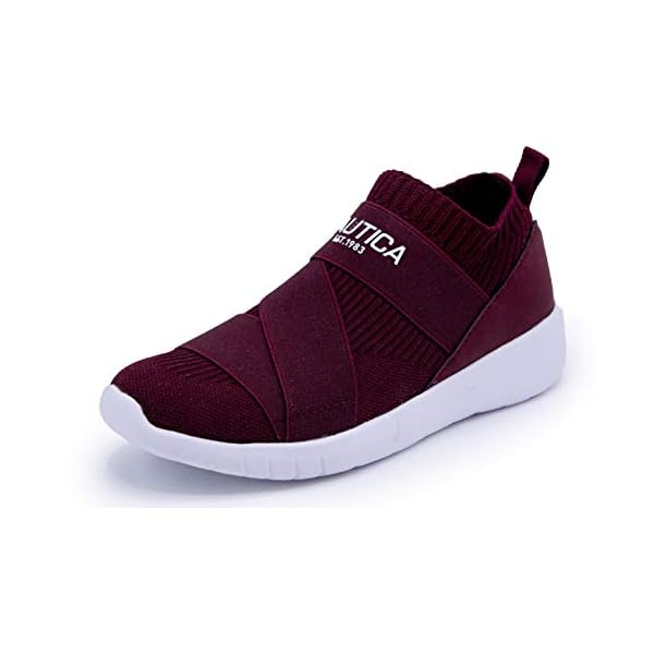 Nautica-Women-Fashion-Slip-On-Sneaker-Jogger-Comfort-Running-Shoes Nautica Women Vivien Fashion Slip-On Sneaker Comfort Running Shoes with High Sock and Thick Heel-Burgundy Size-7.5