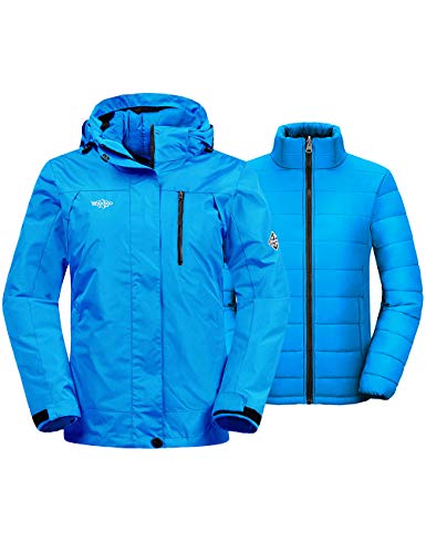 Wantdo Women's Thick 3-in-1 Ski Jacket Cotton Padded Winter Snow Coat Blue L