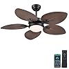 Tropical ceiling fans with lights 44 inch indoor outdoor palm leaf ceiling fan for patios porch bedroom remoteapp control dimmable 6 speeds reversible brown  urban country home decor