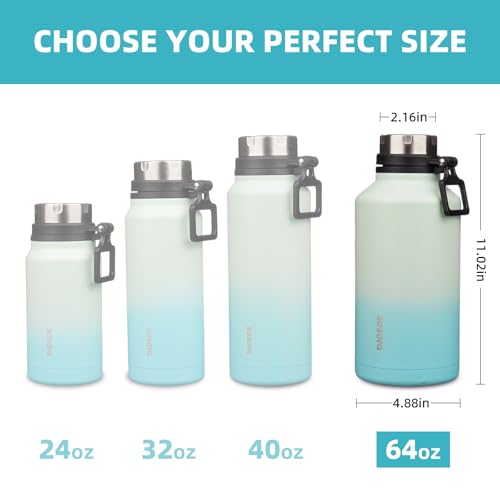 Image of BJPKPK 64oz Insulated Water Bottle, Stainless Steel Vacuum Jug with Handle | Half Gallon Large Water Bottle, Leak-Proof BPA-Free Vacuum Insulated Bottle for Gym, Hiking, Camping & Outdoor Adventures