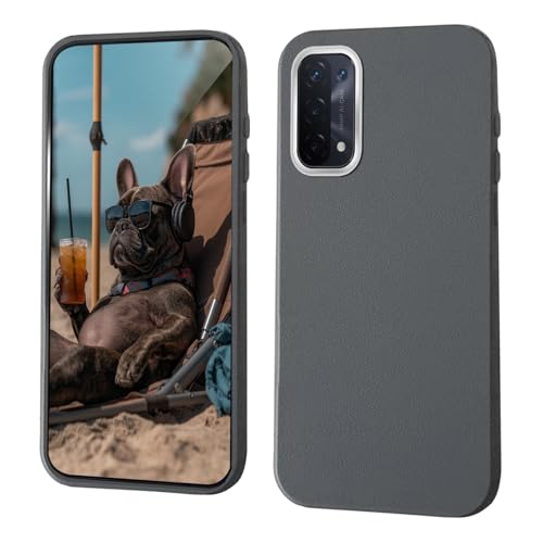 GOGME Funda para OPPO A74 5G / A54 5G Carcasa [Protección del Marco de la Cámara] + Textura de Piel Sintética Funda/Antideslizante con Diseño Ultrafino - Gris