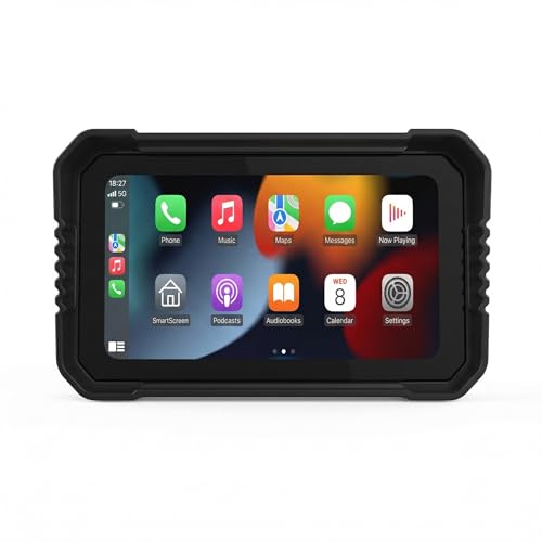 FOZETOP 6.2 Inch Motorcycle CarPlay & Android Auto Screen, Apple CarPlay, IP67 Waterproof GPS Navigation,Split Touch Display with Mount for Honda Yamaha Kawasaki Street Cruiser