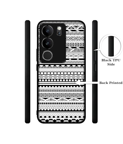 Image of Black & White Patterns Design Premium 2D Printed Metal Back Case Cover for Vivo V29 5G / V29 Pro 5G
