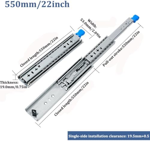 Generic 1 Pair Heavy Duty Locking Drawer Slides 10 14 18 22 26 30 34 38 42 46 54 58 60 in 260 Lb Load Capacity Side Mount Full Extension Ball Bearing Industrial Rail Tool Box Runner(1450mm(58inch))