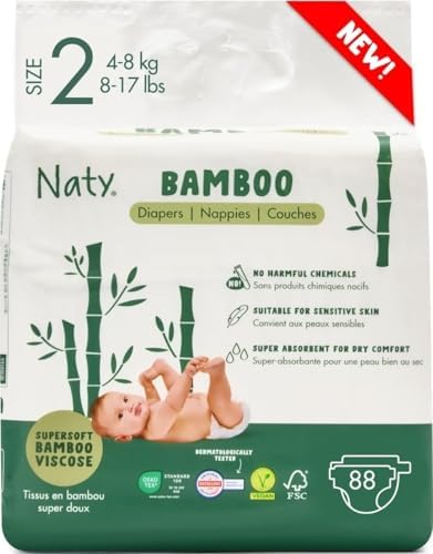 Naty Bamboo - Pañales de viscosa de bambú – suavidad sedosa, paña...