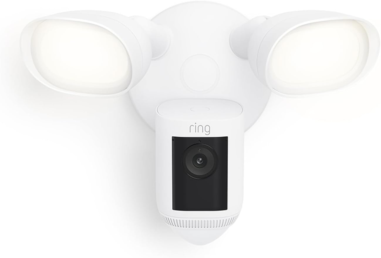 Floodlight Cam Wired Pro, Home or business security, Retinal 2K Video, Color Night Vision and Two-Way Talk with Audio+, White