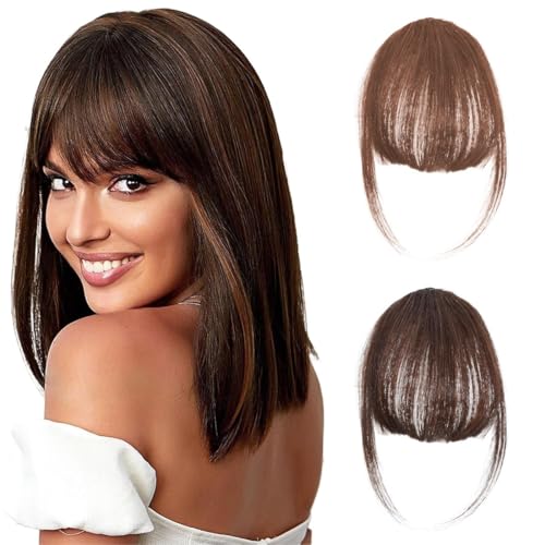 JEYORZY 2 Piezas Flequillo de Clip, Flequillo Despeinado con Patillas, Extensión de Flequillo, Postizo con Clip, Postizo Pelo Natural Clip, Flequillo Postizo para Mujeres Uso Diario