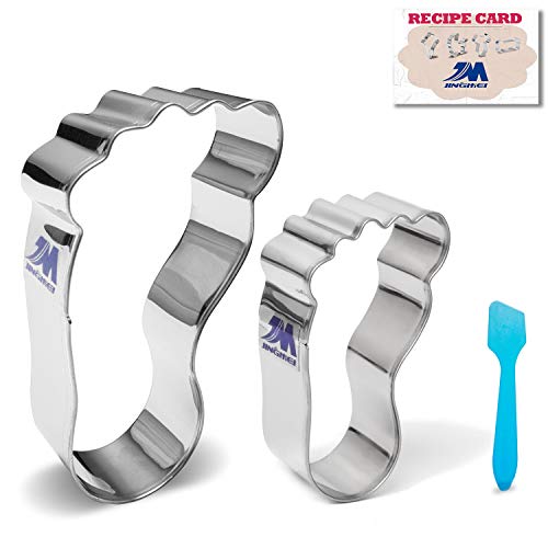 M JINGMEI Cortador de Galletas pie de bebé 2 Piezas 10.2cm 7.7CM, Acero Inoxidable