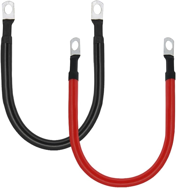 Cabos de Bateria KEDAKEJI 2 AWG em Cobre Livre de Oxigênio, Vermelho e Preto, com Terminais 3/8 in – 2 unidades