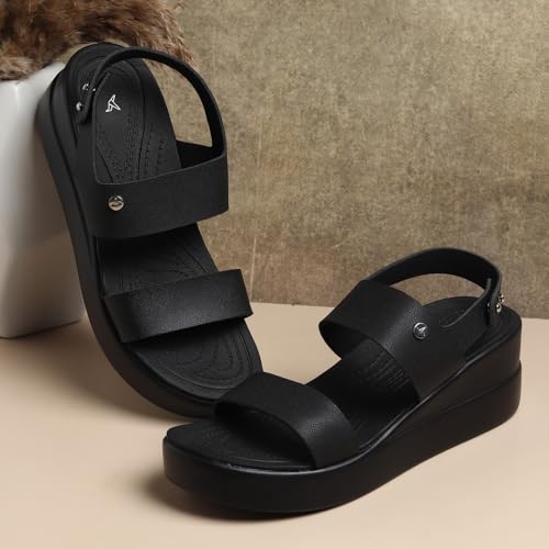 Image of YOHO Bliss Platform Heel Sandals for Women | Orthopedic Cushioned Footbed Footwear | Comfortable Open Toe Wedges | 006