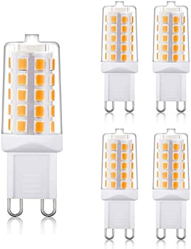BAOMING G9 LED Bulb 4W, 40 Watt T4 G9 Base Halogen Equivalent, 2700K Soft Warm White, 120V No-Flicker, Chandelier Lighting Non-Dimmable 450LM (5 Pack)