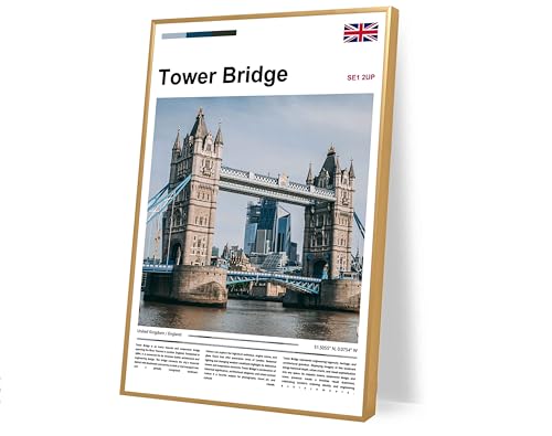 Poster original design Tower Bridge London(24"x16" Golden Frame) UK wall