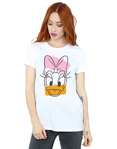 Image of Disney Women's Daisy Duck Head Boyfriend Fit T-Shirt Large White
