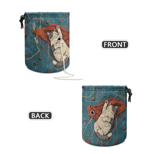 Image of Sellikakes Yarn Bag, Yarn Cat Knitting Crochet Bag Organizer Portable Crochet Storage Bag Yarn Holder Store Crocheting Project Needles Sewing Accessories