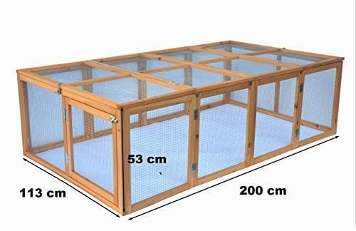 Cage enclos clapier XXL à Lapins lièvre cobaye | (L x l x H) : 200 x 123 x 53 cm - Pliable - Nature