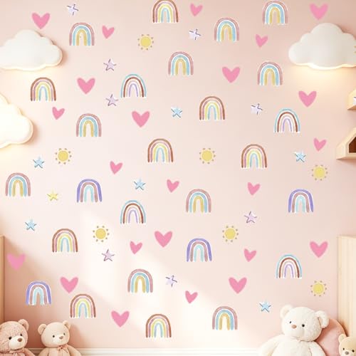 Vinilos decorativos arcoíris 123 piezas para habitación infantil miniatura 1