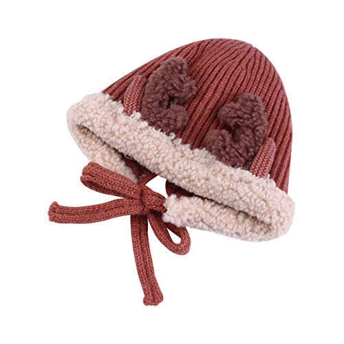 jojofuny Gorro de tricô para bebês de Natal chapéu infantil de inverno respirável com aba de tricô,