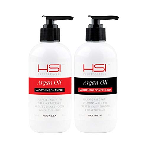 HSI Professional Argan Oil Shampoo & Conditioner Combo – Sulfate & Paraben Free Hair Care Set - Repair & Moisture For Dry Damaged & Color Treated Hair (32 Ounce)