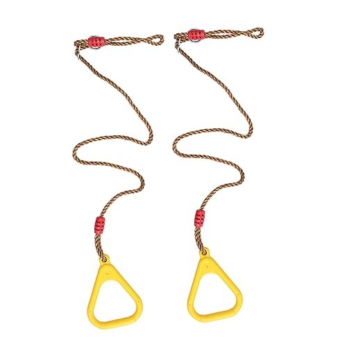 Mikikit 1pair Fitness Rings Exercise Handle Fitness Handles for Pull-up Handles Fitness Handles for Horizontal Bar Fitness Equipment Gymnastic Rings Wooden Yellow