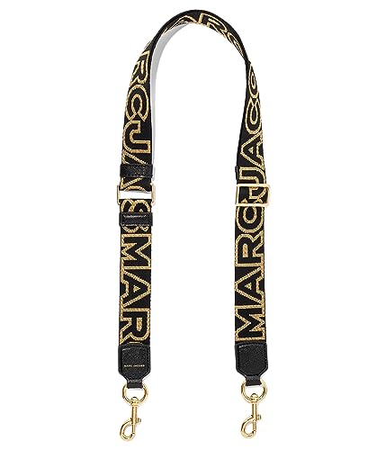 Marc Jacobs The Thin Outline Logo Webbing Strap Black/Gold One Size