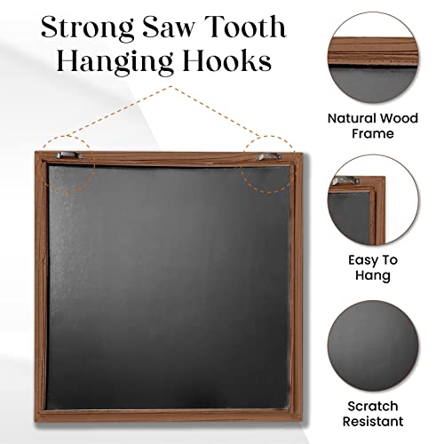 Hansen Home Brown Wooden Frame Square Decorative Farmhouse Wall Mirror - Bathroom/Bedroom/Entryway/Livingroom Accent Piece - 16"X16" Hanging Mirror With Windowpane Details #TOP5