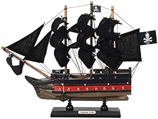HANDCRAFTED NAUTICAL DÃ‰COR Wooden Caribbean Pirate Black Sails Limited Model Pirate Ship 12