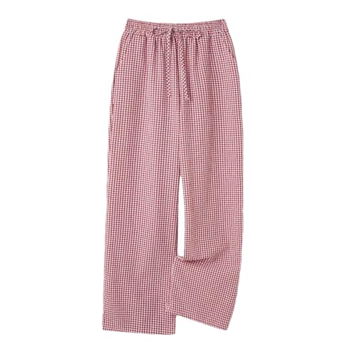 Women's Wide Leg Elastic Plaid Trousers with Pockets - Casual for Summer Autumn Streetwear
