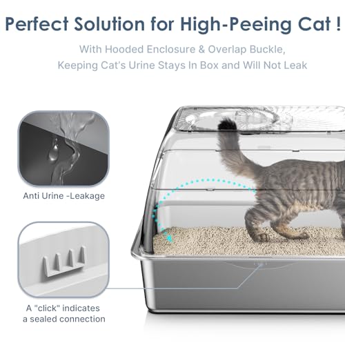 Image of SuzziPaws Stainless Steel Litter Box Top-Entry Dog-Proof for Multi-Cats