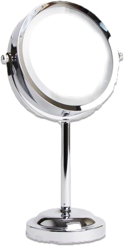 AAMEN Illuminated Led Cosmetic Mirror- Led Illuminated Makeup Mirror- Mirrors Makeup Double Sided Lighted Mirro- 1x/5x Magnifying Vanity- Round Rotary Desk Mirror (Led Cosmetic Mirror) โ image 1
