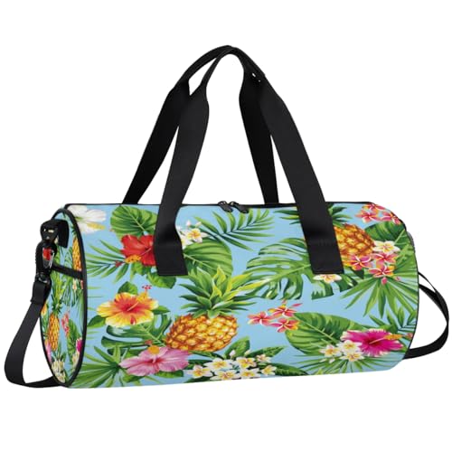 Tropical Fruit Pineapple Travel Gym Bag Waterproof Sport Dance Bag for Women Men Portable Gymnastics Duffel Bags Canvas Tote Carry on Handbag for Workout Overnight Weekender